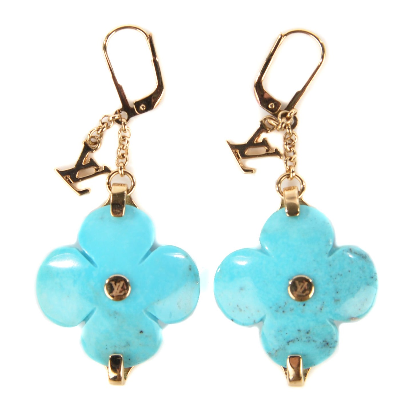 Gold Plated Sterling Silver Turquoise Fleur Earrings