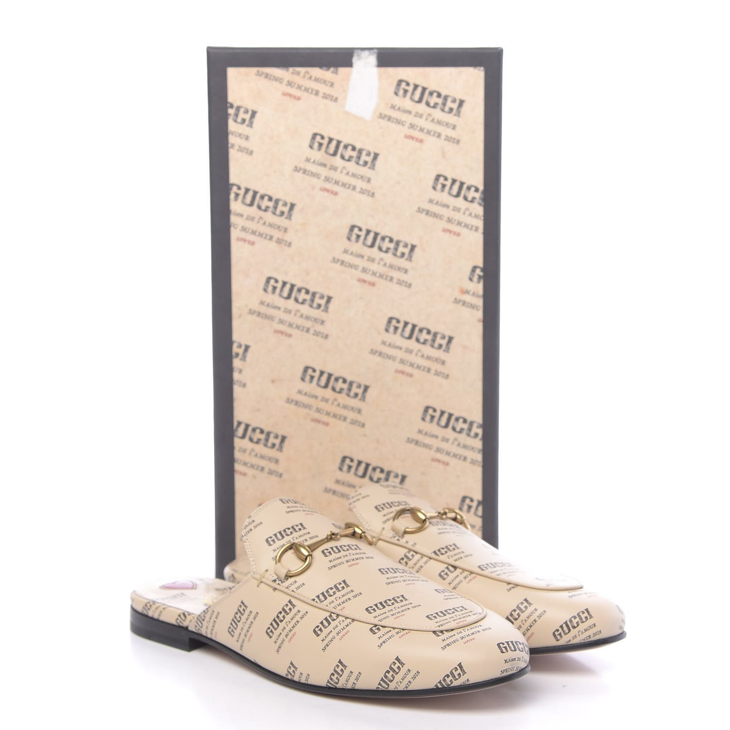 Calfskin Stamp Print Womens Princetown Slippers 38 Soy Black