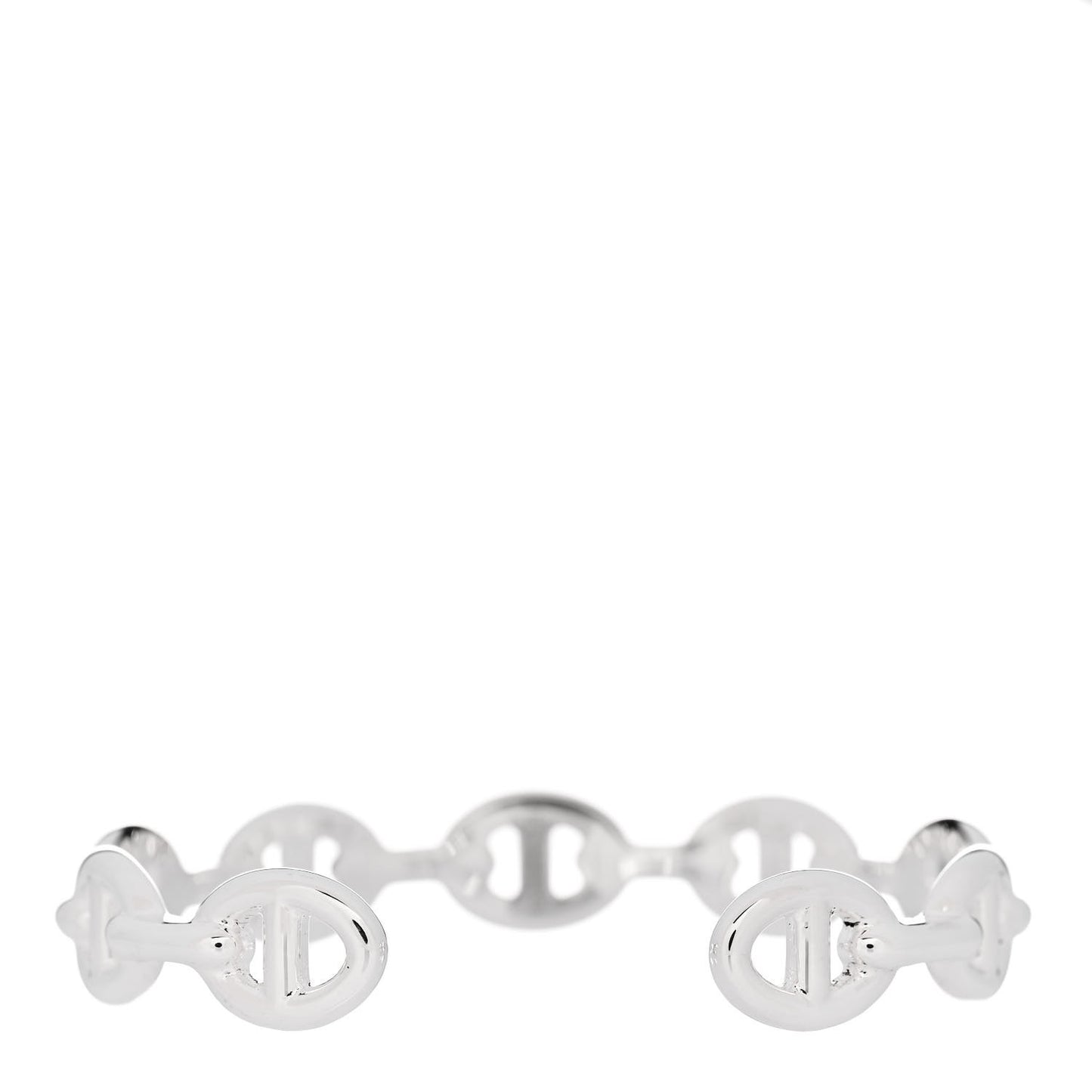 Sterling Silver MM Chaine d'Ancre Enchainee Cuff Bracelet LG
