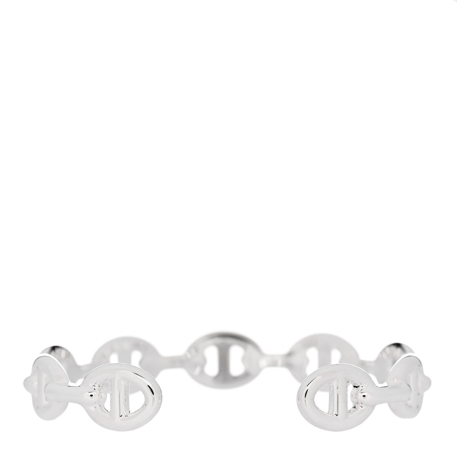 Hermes Sterling Silver MM Chaine d'Ancre Enchainee Cuff Bracelet LG 2 of 5