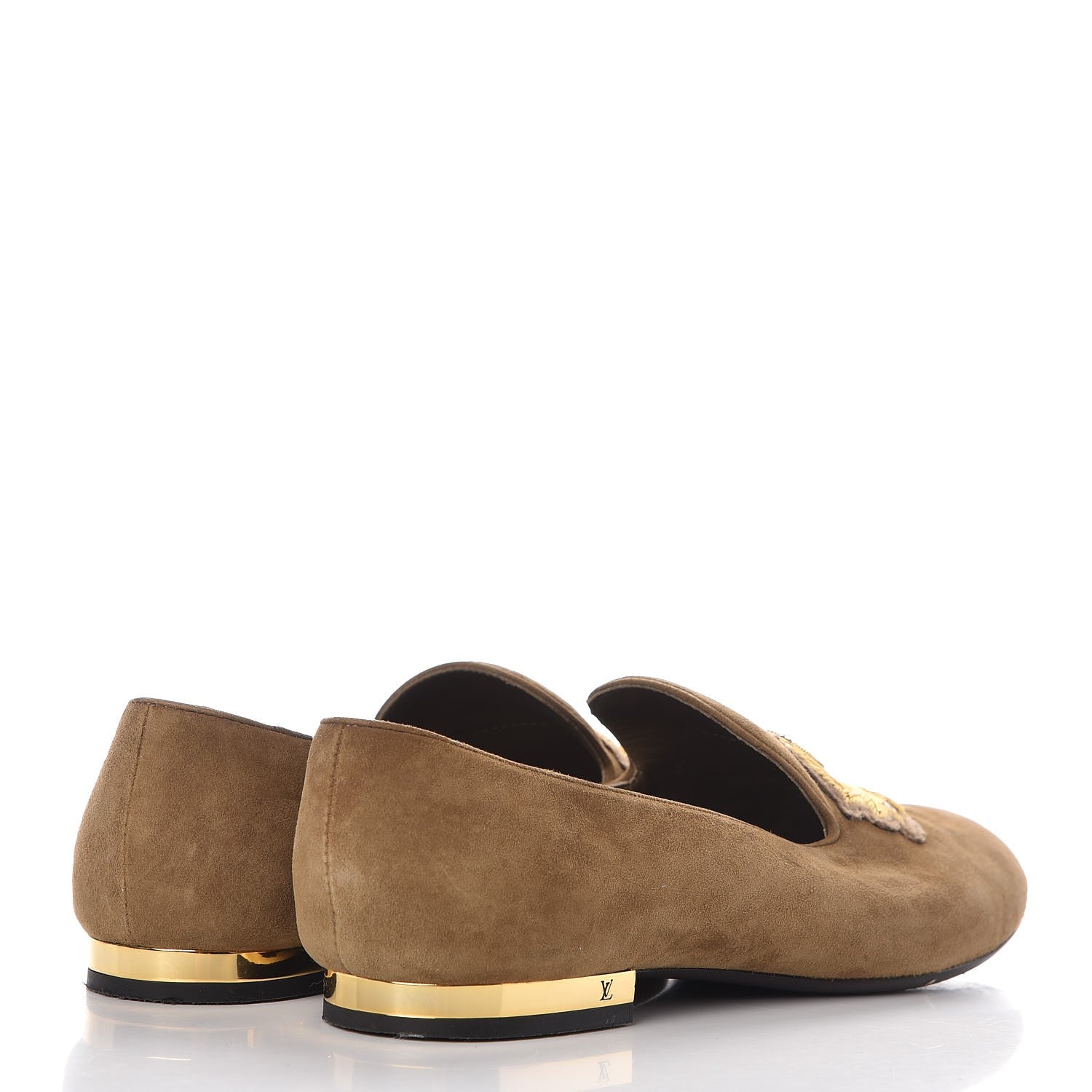Louis Vuitton Suede Preppy Flat Loafers 38.5 Kaki 4 of 14