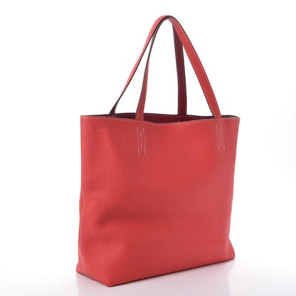 Hermes Taurillon Clemence Double Sens 45 Reversible Tote Rubis Bougainvillea 4 of 11