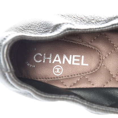 Chanel Laminated Lambskin Pearl CC Moccasin Loafers 39 Khaki 7 of 8