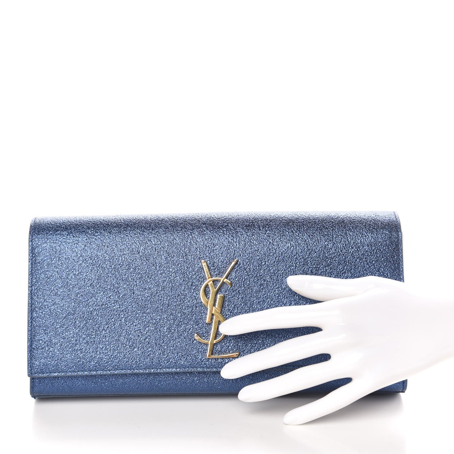 Metallic Calfskin Monogram Cassandre Clutch Navy