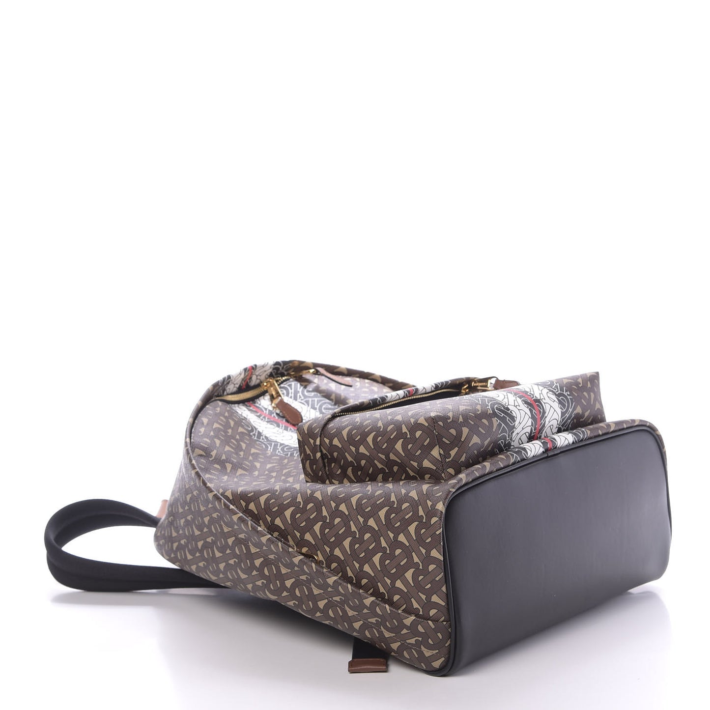 E-Canvas Monogram Stripe Backpack Bridle Brown