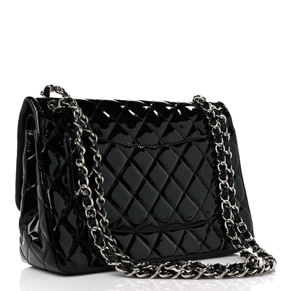 Chanel Patent Quilted Jumbo Double Flap Black 3 of 11