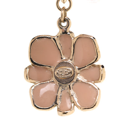 Chanel Enamel Flower CC Drop Earrings Beige Pink 4 of 6