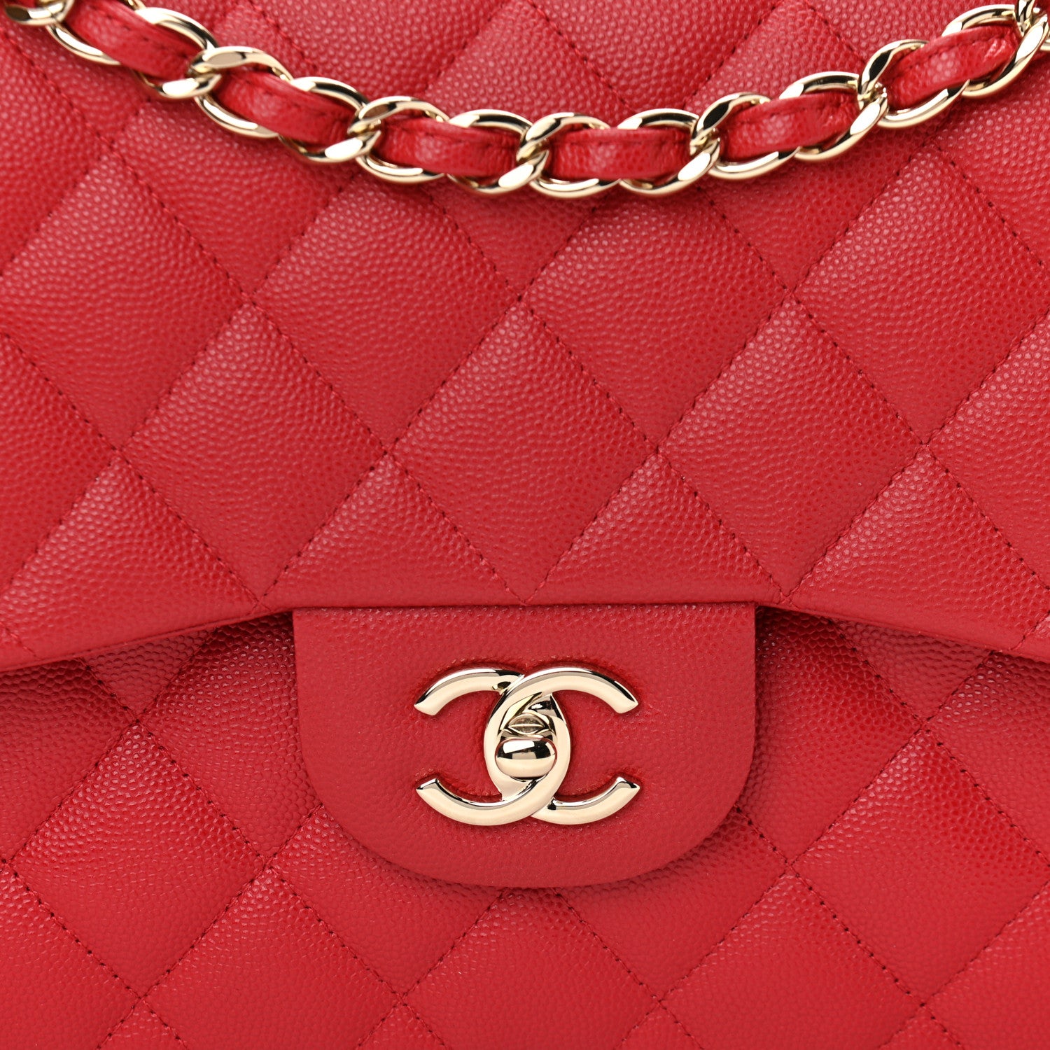 Chanel Caviar Quilted Jumbo Double Flap Red 8 of 10