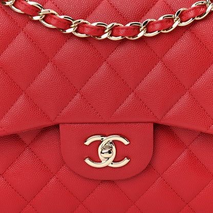 Chanel Caviar Quilted Jumbo Double Flap Red 8 of 10