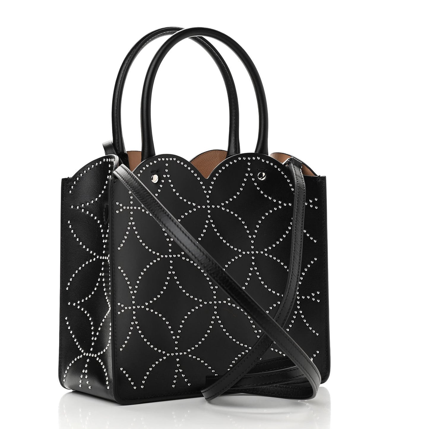 Calfskin Arabesque 20 Studded Garance Tote Black