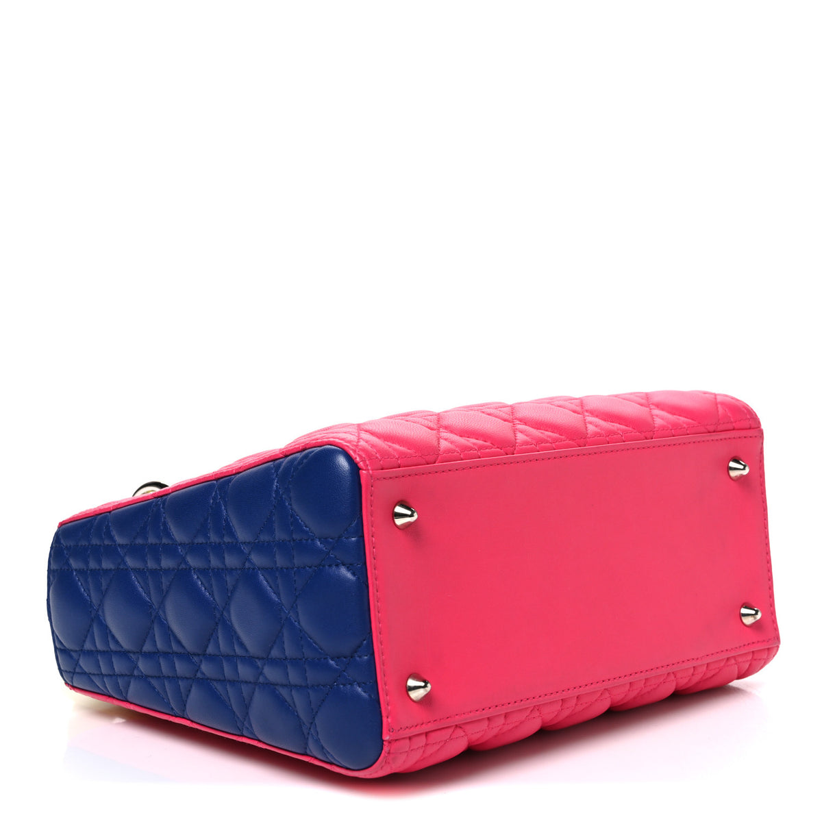 Lambskin Cannage Medium Tri-Color Lady Dior Pink Blue Yellow