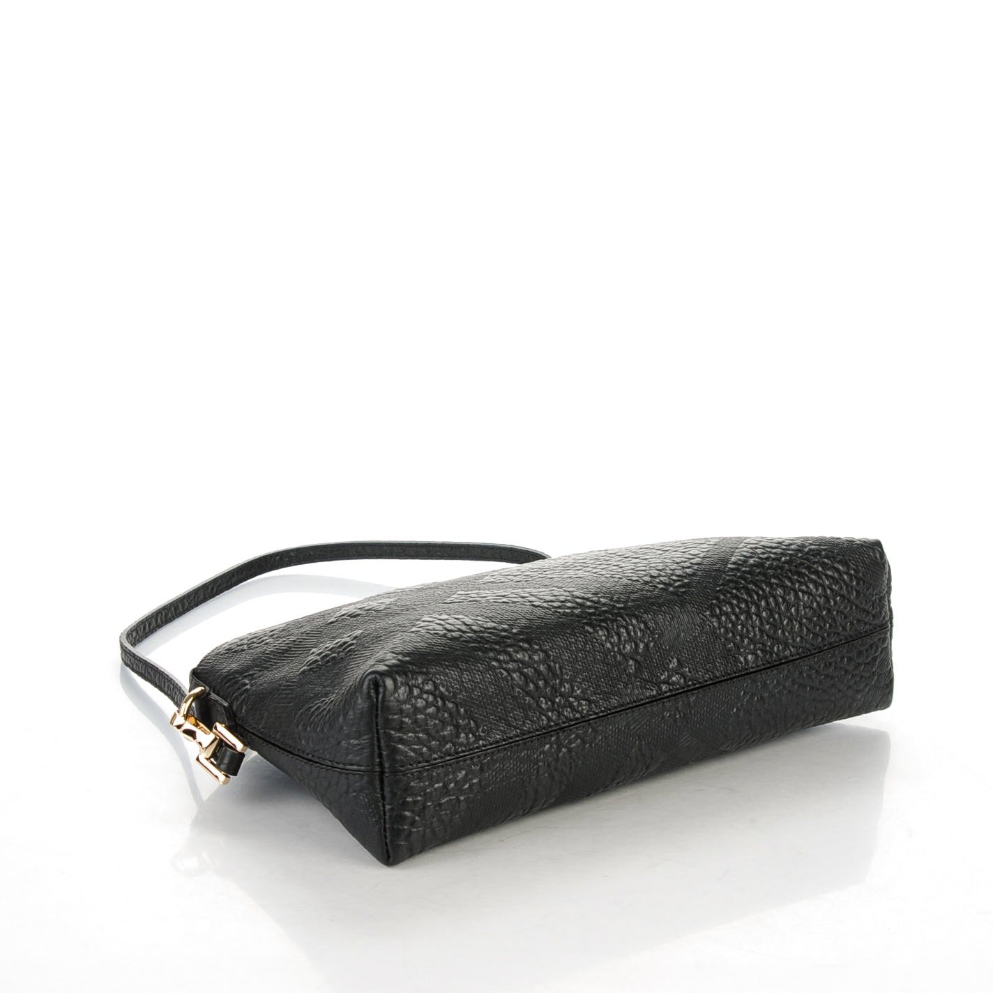 Burberry Signature Grain Calfskin Check Embossed Small Chichester Crossbody Clutch Bag Black 4 of 8