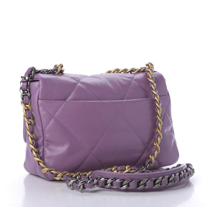 Chanel Goatskin Quilted Medium 19 Flap Violet Purple 3 of 9