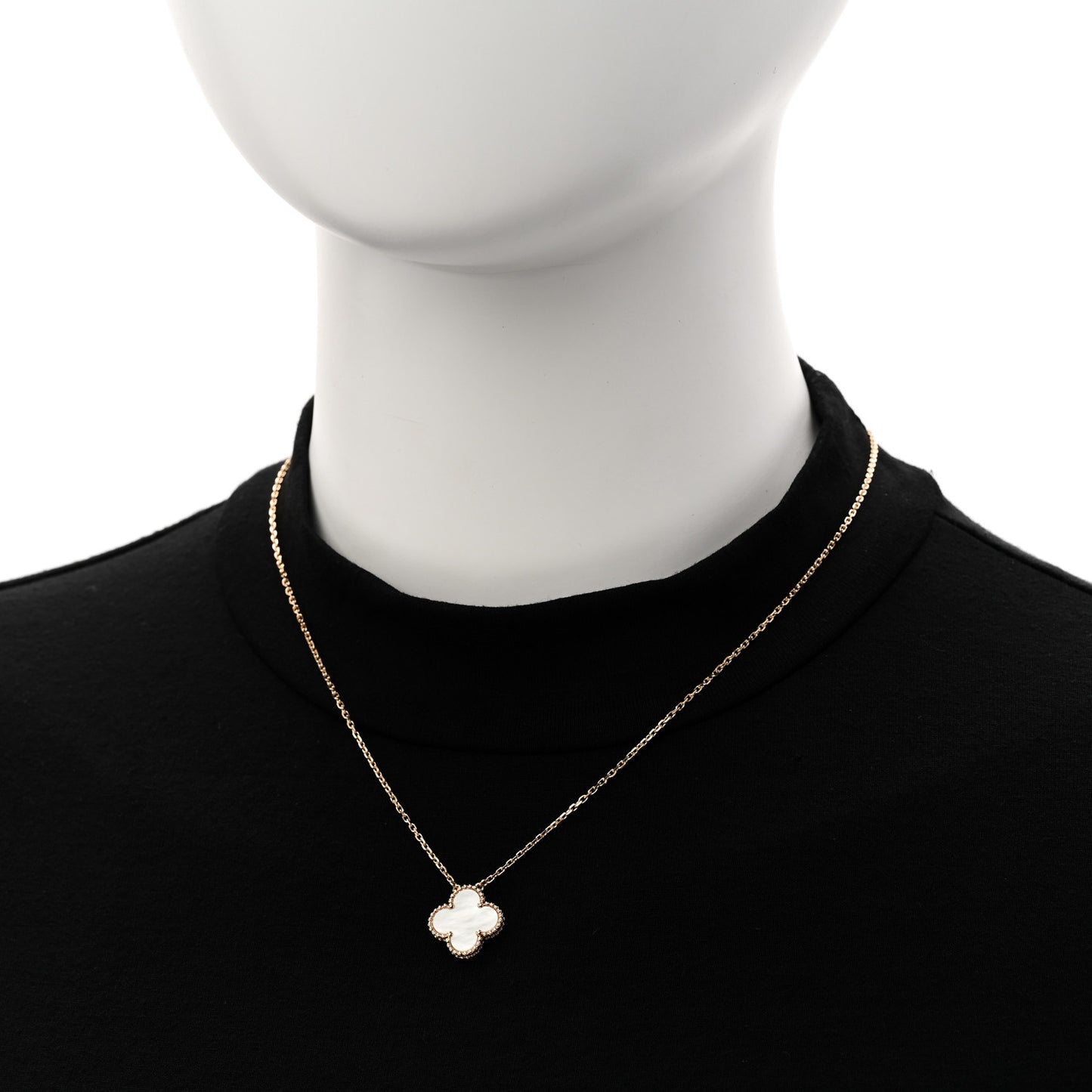 18K Yellow Gold Mother of Pearl Vintage Alhambra Pendant Necklace