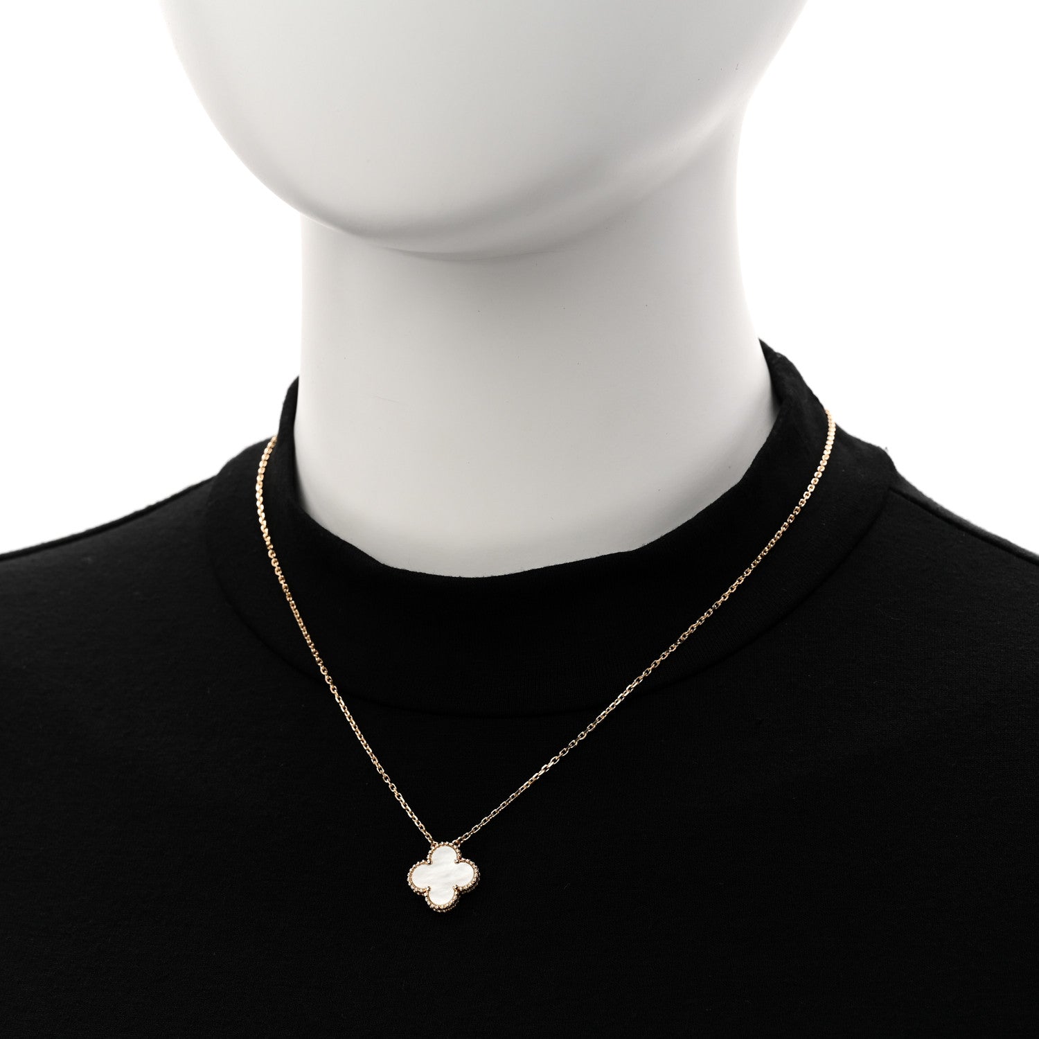 Van Cleef & Arpels 18K Yellow Gold Mother of Pearl Vintage Alhambra Pendant Necklace 2 of 5