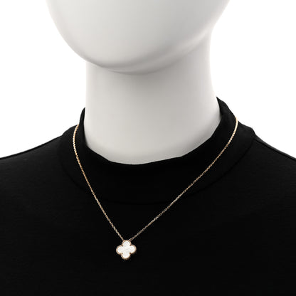 Van Cleef & Arpels 18K Yellow Gold Mother of Pearl Vintage Alhambra Pendant Necklace 2 of 5