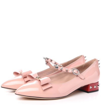 Gucci Patent Crystal GG Bow Sadie Spike Low Heel Ballerina Loafers 42 Perfect Pink 3 of 9