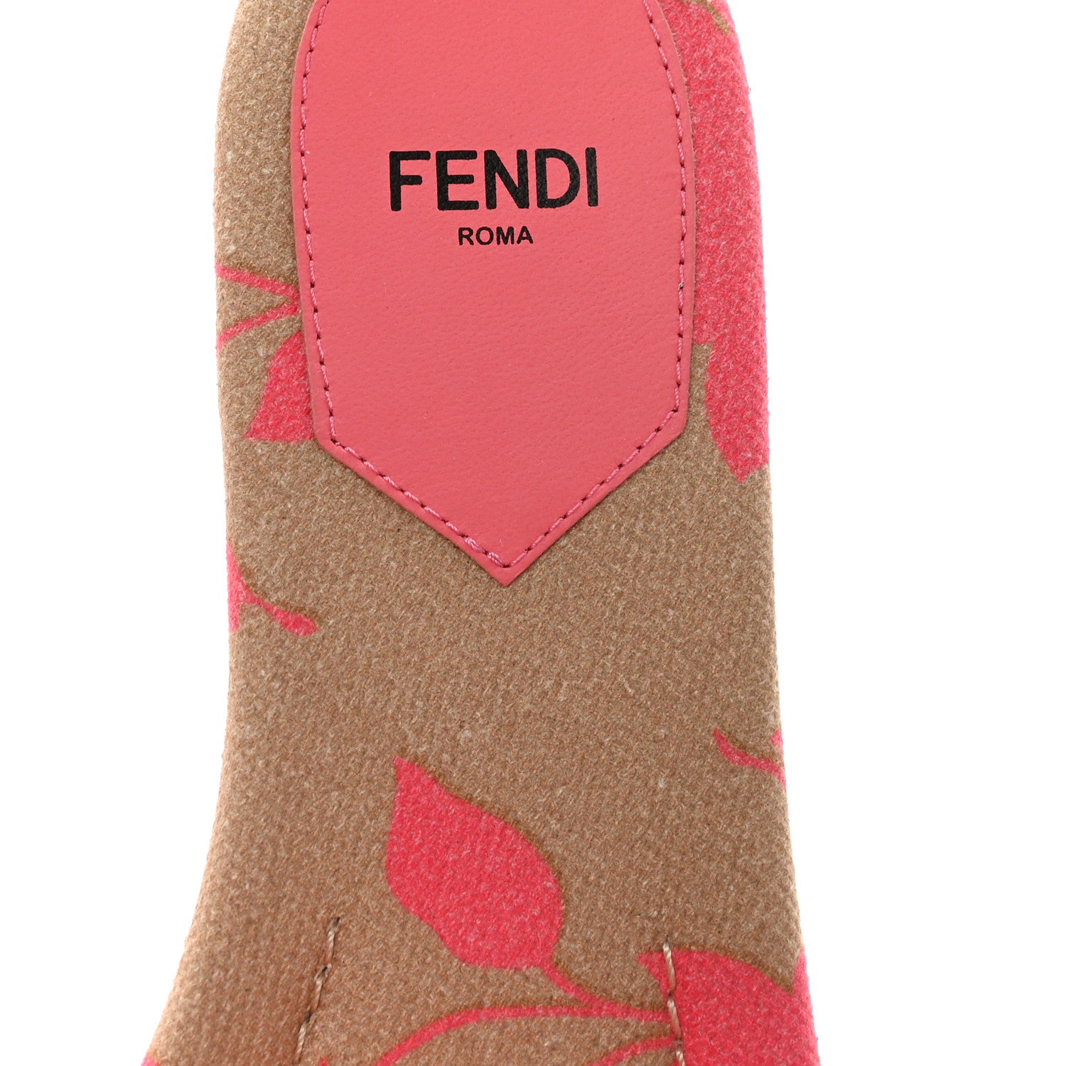Fendi Canvas Rose Logo Embroidered Flat Slide Sandals 36.5 Kissed Black 8 of 9