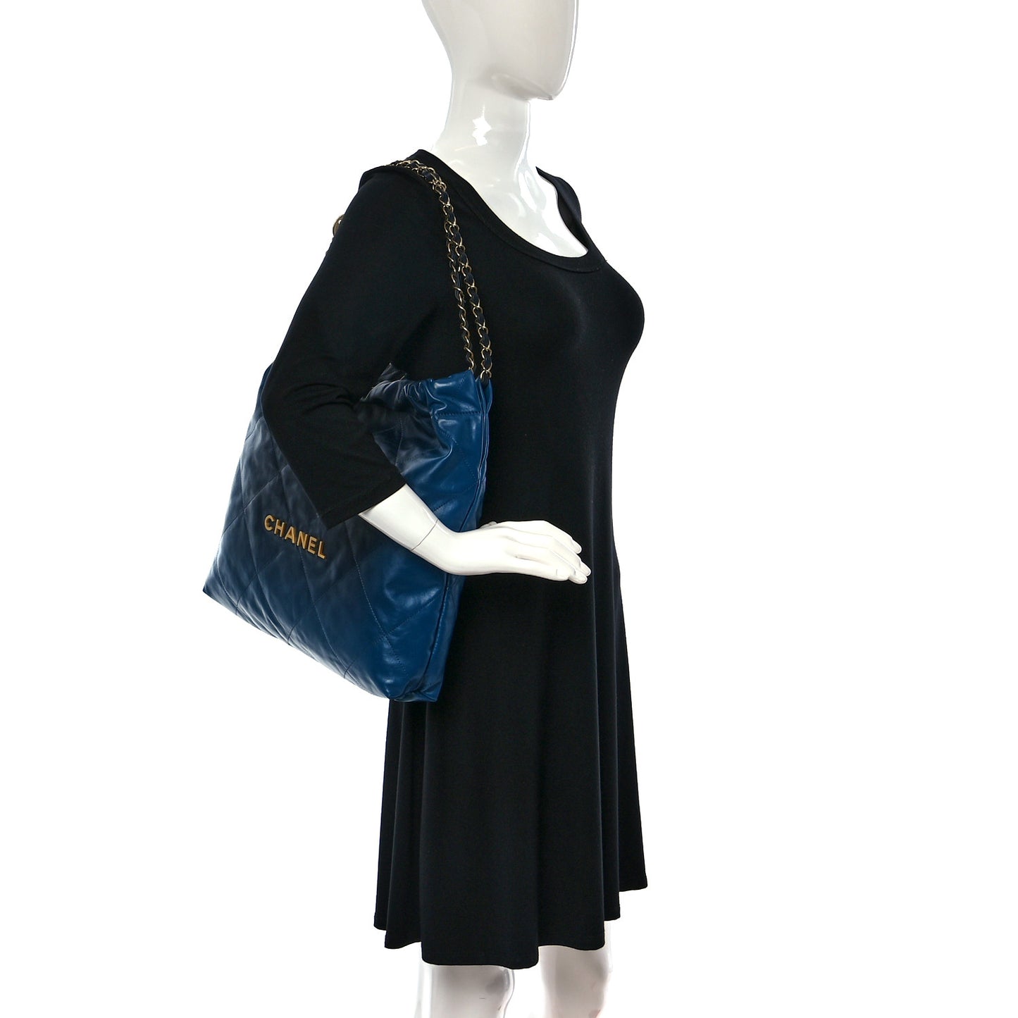 Shaded Calfskin Quilted Chanel 22 Blue Dark Blue