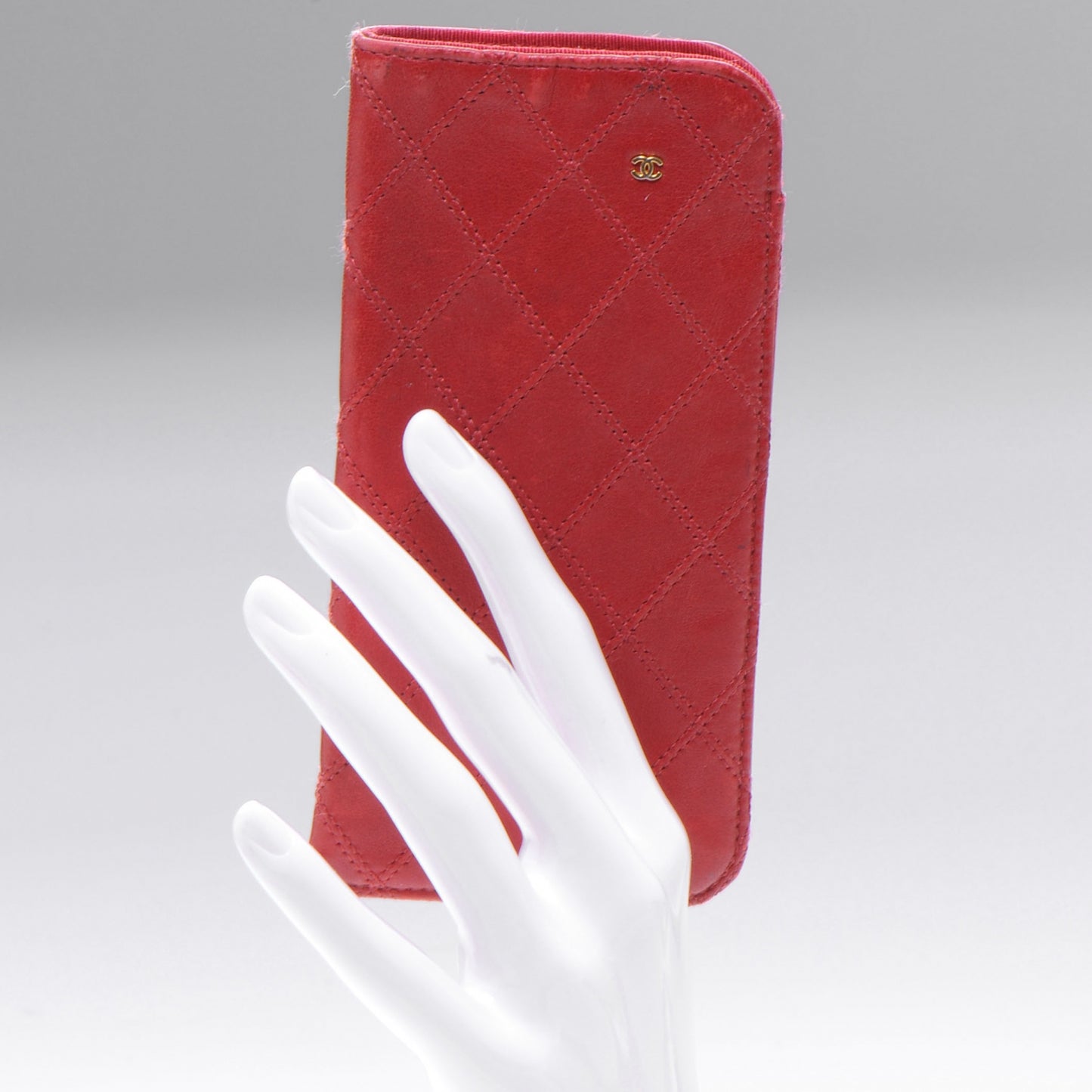 Calfskin Quilted Eyeglass Holder Red