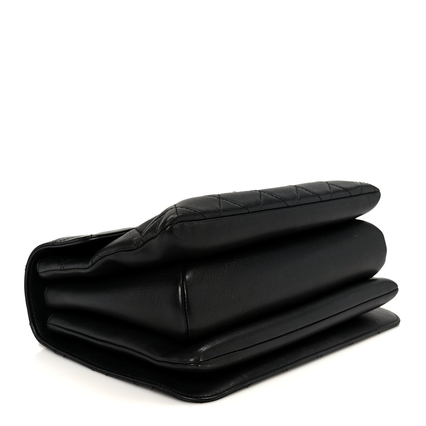 Calfskin Quilted Small Gold Top Handle Flap Black