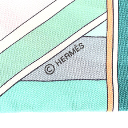 Hermes Silk Sangles En Zigzag Twilly Orange Turquoise Gris 3 of 7