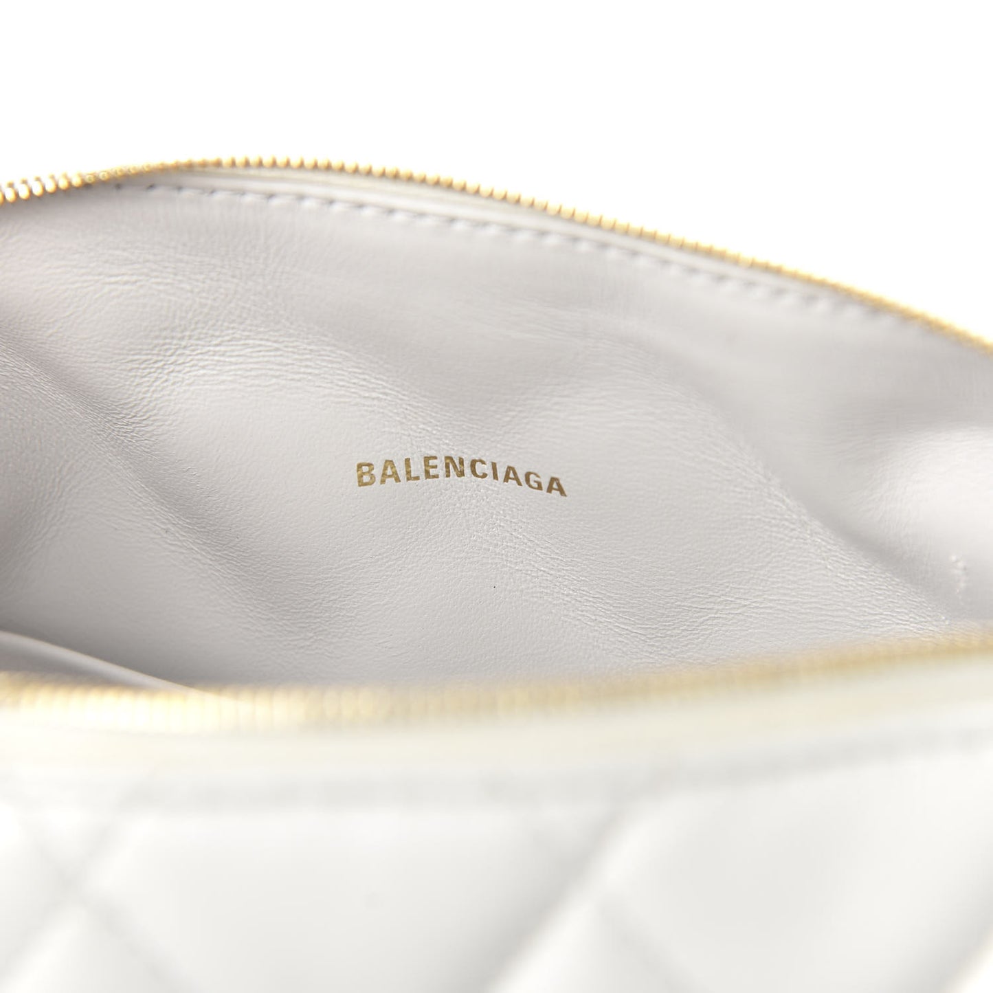 Nappa Calfskin Quilted Touch B Camera Shoulder Bag White