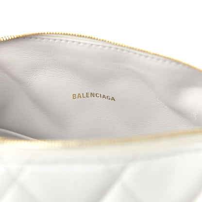Balenciaga Nappa Calfskin Quilted Touch B Camera Shoulder Bag White 8 of 9