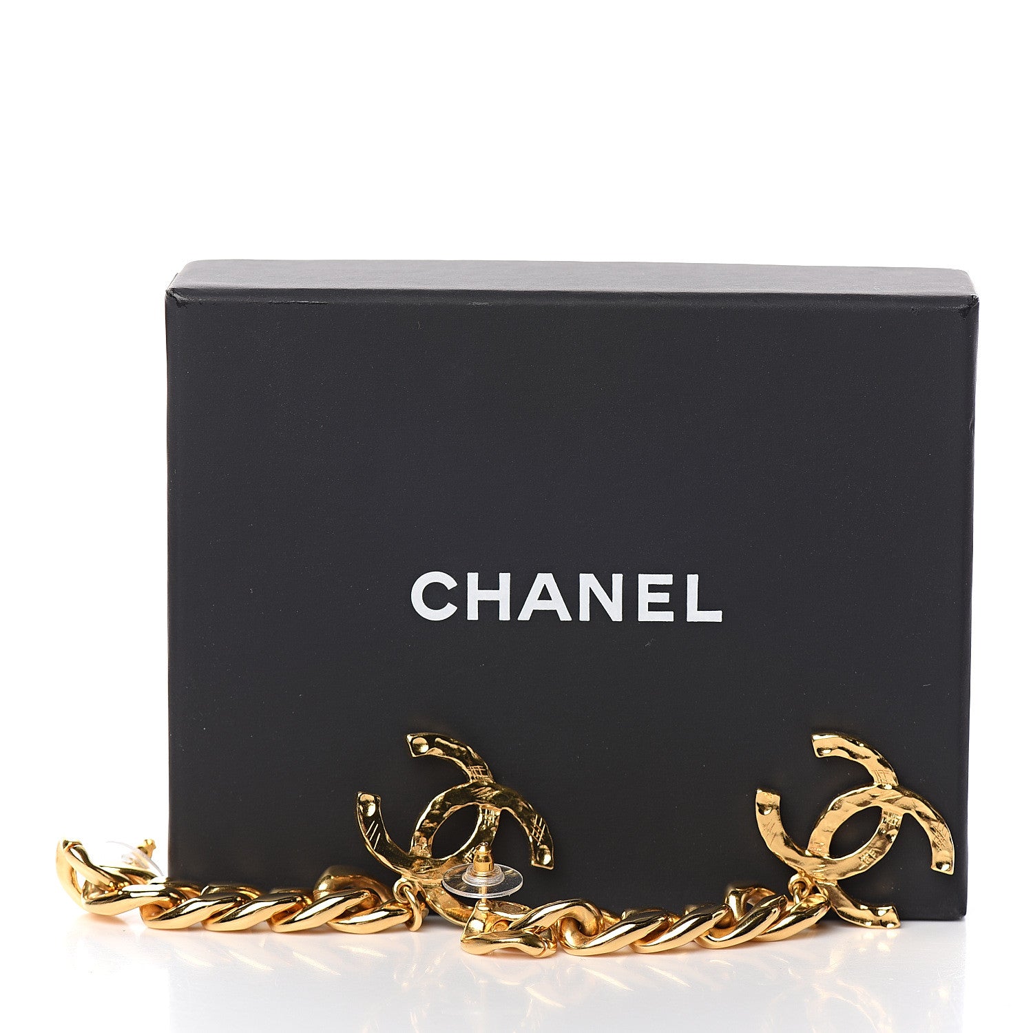 Chanel Metal CC Pick Drop Earrings Gold 4 of 4
