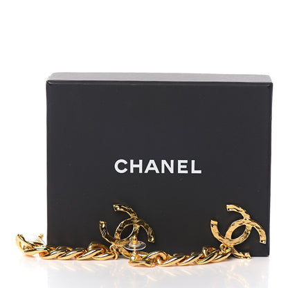 Chanel Metal CC Pick Drop Earrings Gold 4 of 4
