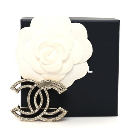 Chanel Crystal CC Brooch Light Gold 4 of 4