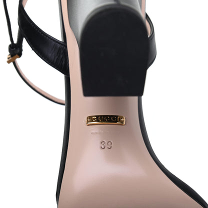 Gucci Lifford Calfskin GG Marmont Ankle Wrap 105mm Sandals 39 Black 6 of 15