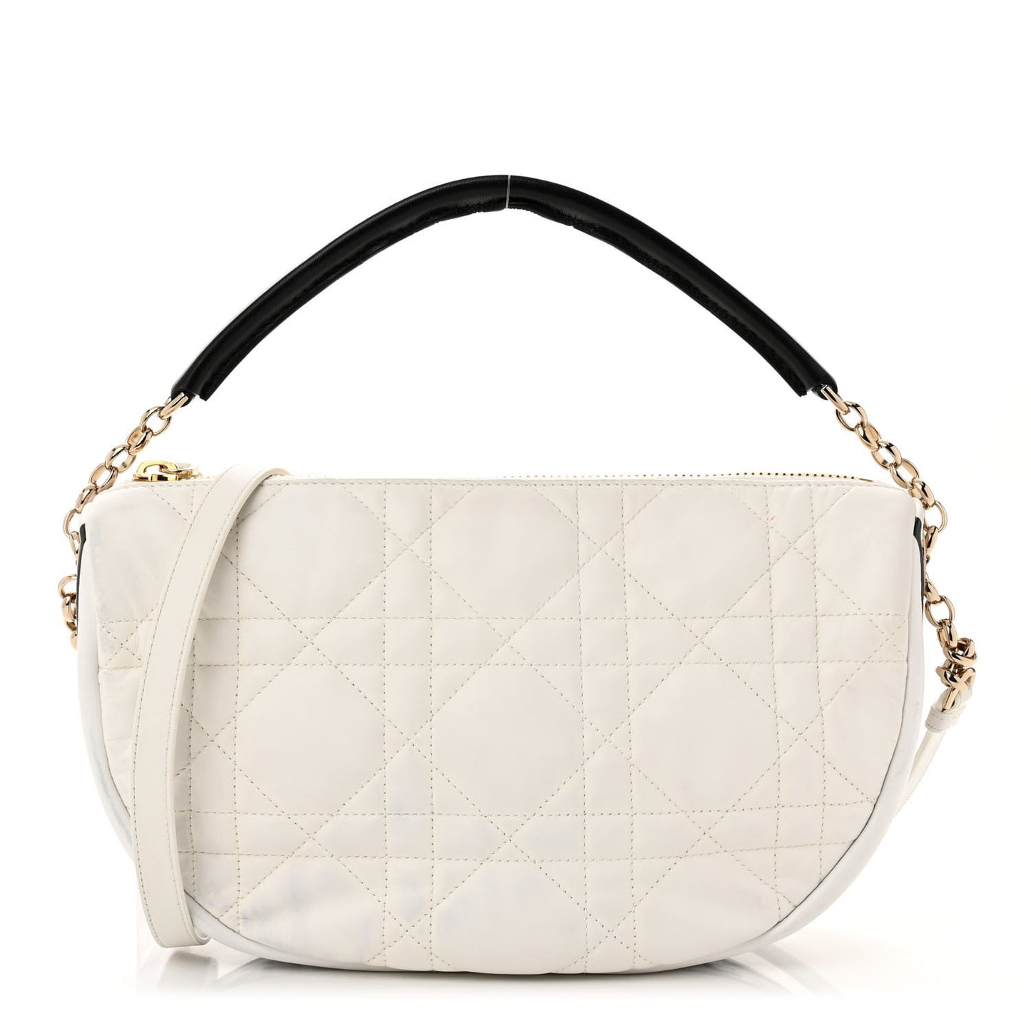 Lambskin Cannage Medium Dior Vibe Hobo Bag White