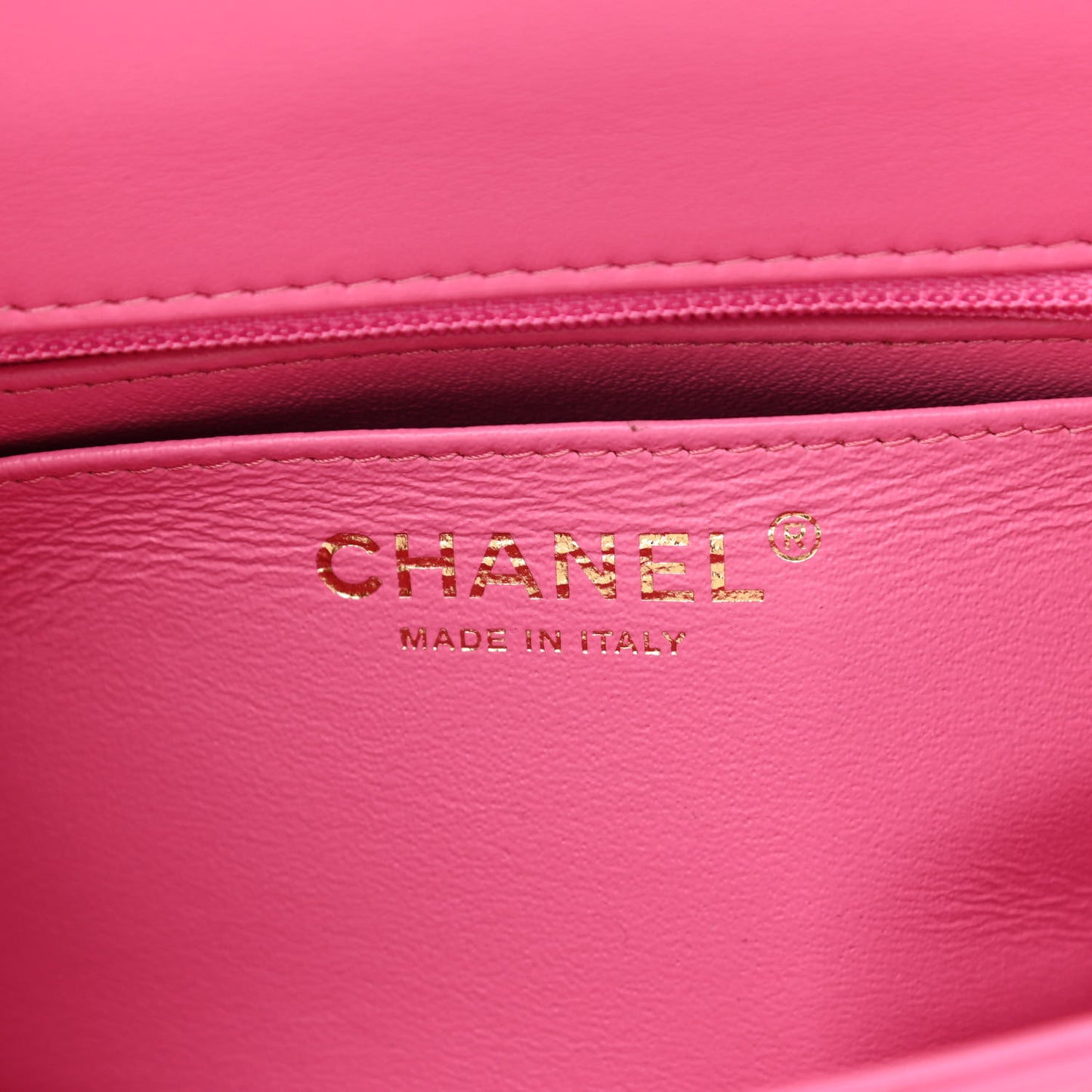 Lambskin Chevron Quilted Mini Square Flap Pink