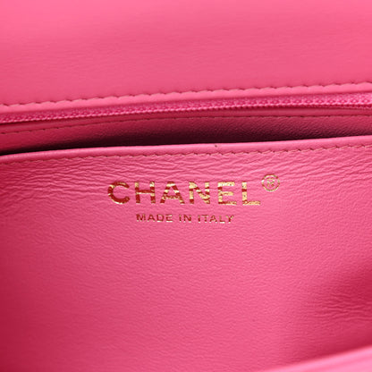 Chanel Lambskin Chevron Quilted Mini Square Flap Pink 6 of 11