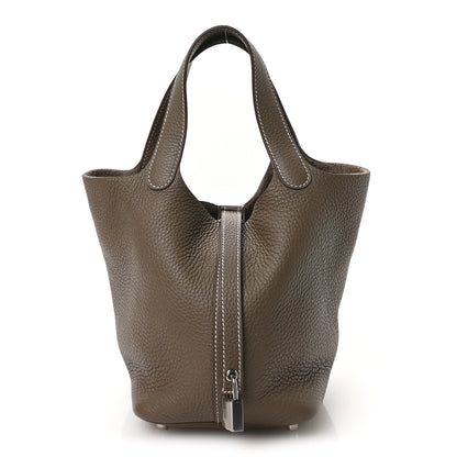 Hermes Taurillon Clemence Picotin Lock 18 PM Etoupe 1 of 13