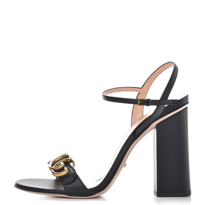 Gucci Lifford Calfskin GG Marmont Ankle Wrap 105mm Sandals 40 Black 1 of 10