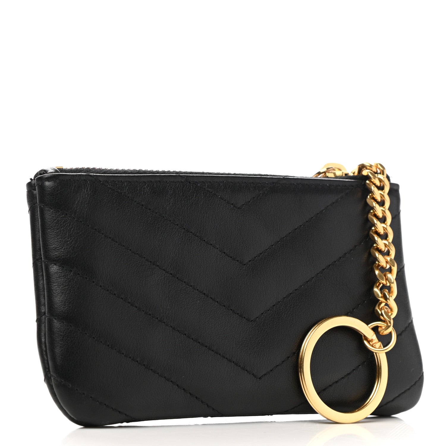 Saint Laurent Calfskin Matelasse Monogram Key Pouch Black 3 of 6
