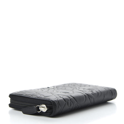 Chanel Lambskin Camellia Embossed Large Zip Around Gusset Wallet Black 4 of 8