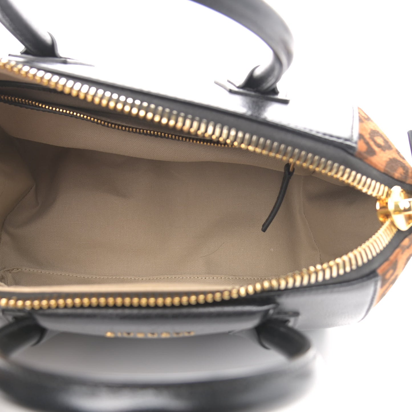 Calfskin Suede Leopard Print Small Antigona Black