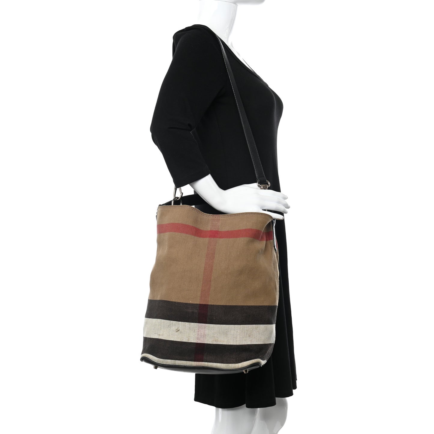 Canvas Mega Check Medium Ashby Hobo Black