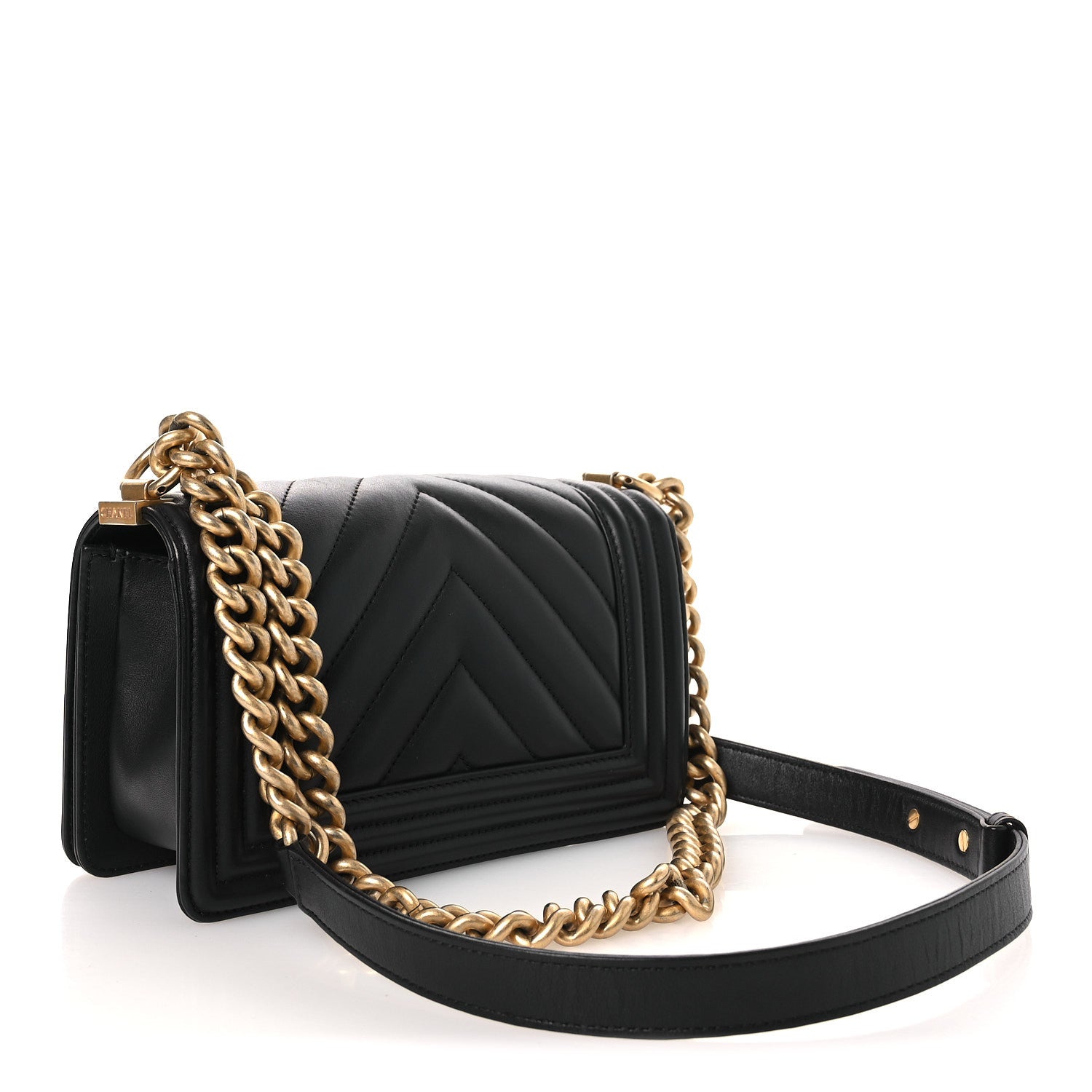 Chanel Calfskin Chevron Quilted Medium Boy Flap Black 2 of 9