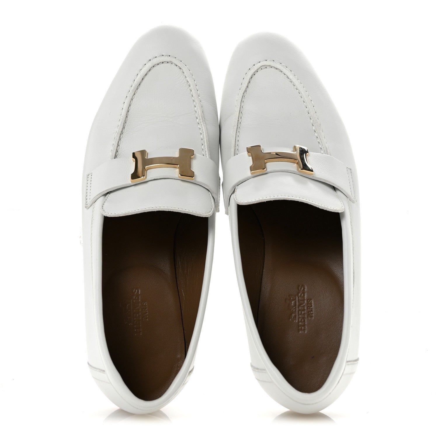 Hermes Goatskin Womens Paris Loafers 38 Beige Glaise 2 of 12