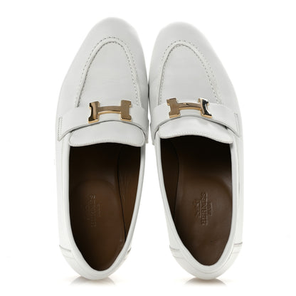 Hermes Goatskin Womens Paris Loafers 38 Beige Glaise 2 of 12