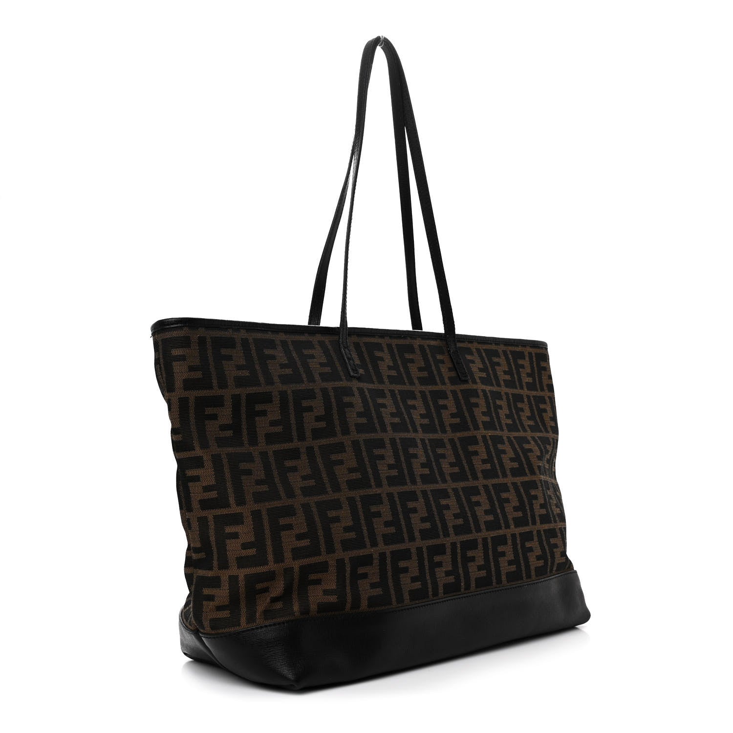 Fendi Zucca Vitello Elite Medium Roll Tote Tobacco Black 3 of 15