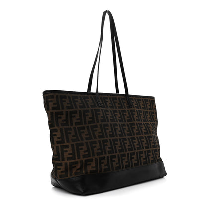 Fendi Zucca Vitello Elite Medium Roll Tote Tobacco Black 3 of 15