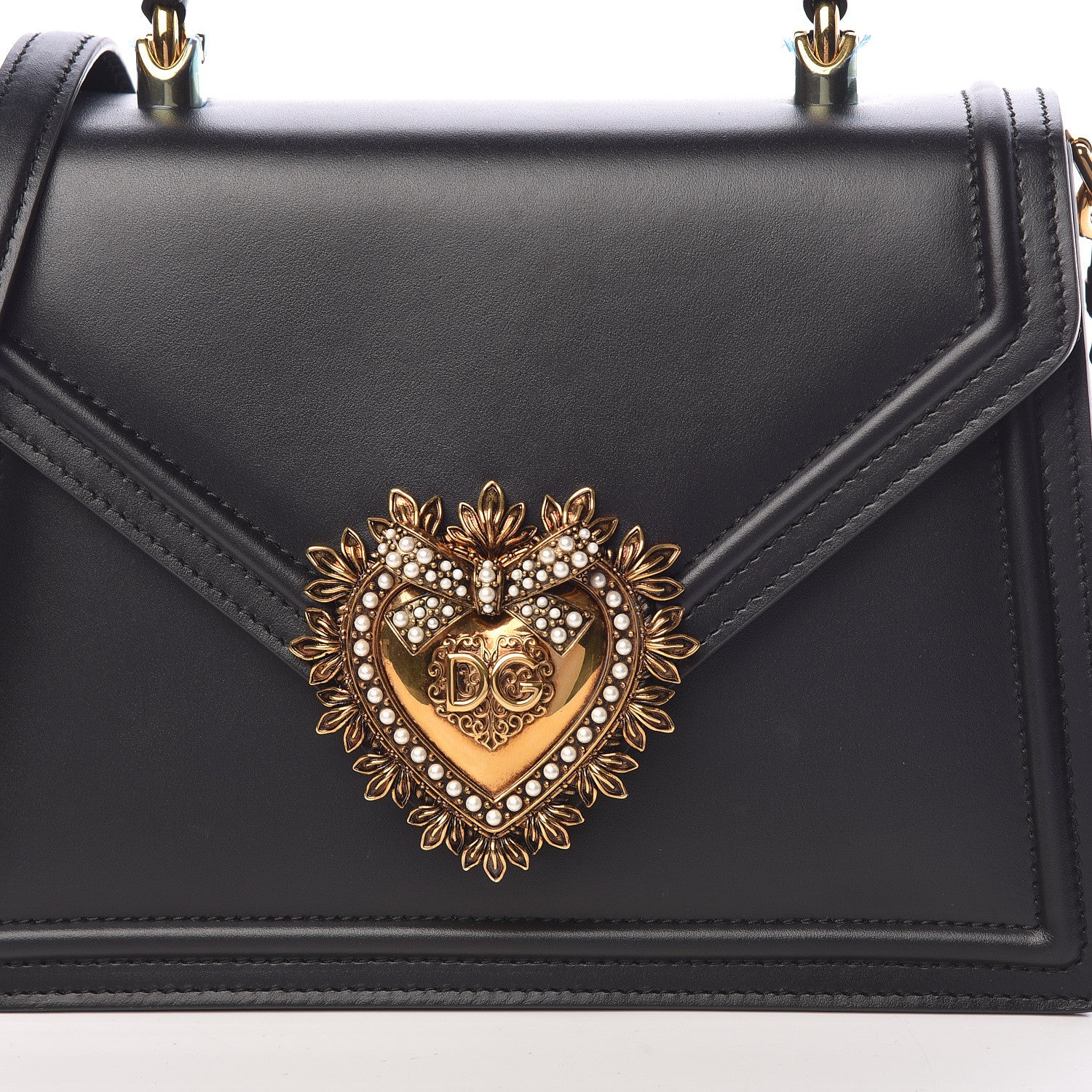 Dolce & Gabbana Smooth Calfskin Medium Devotion Envelope Top Handle Bag Black 9 of 9