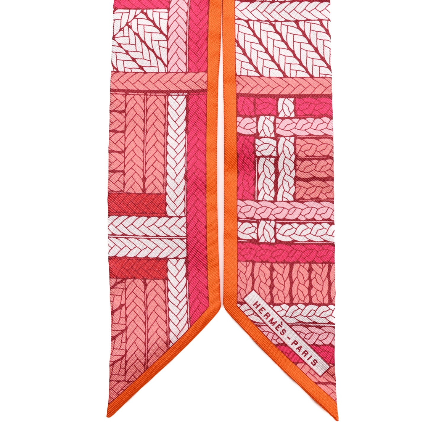 Hermes Silk Tresses H Twilly Rose Vif Orange White 2 of 4
