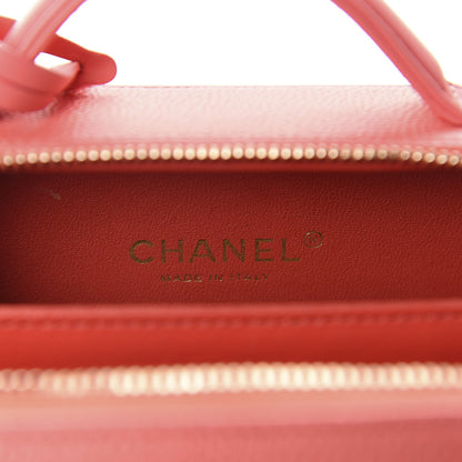 Chanel Caviar Quilted Small CC Filigree Vanity Case Coral 9 of 11