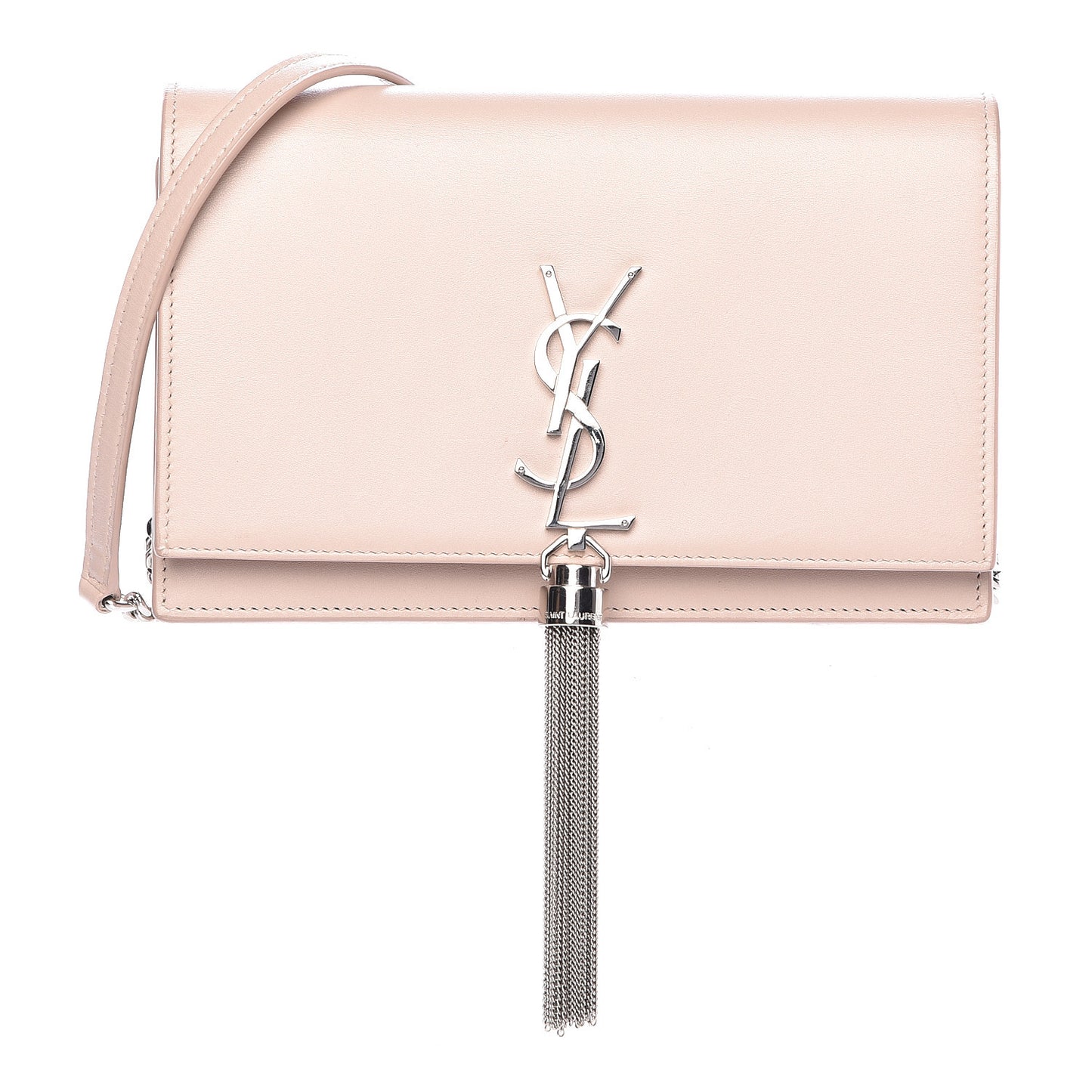 Smooth Calfskin Classic Monogram Kate Tassel Chain Wallet Marble Pink